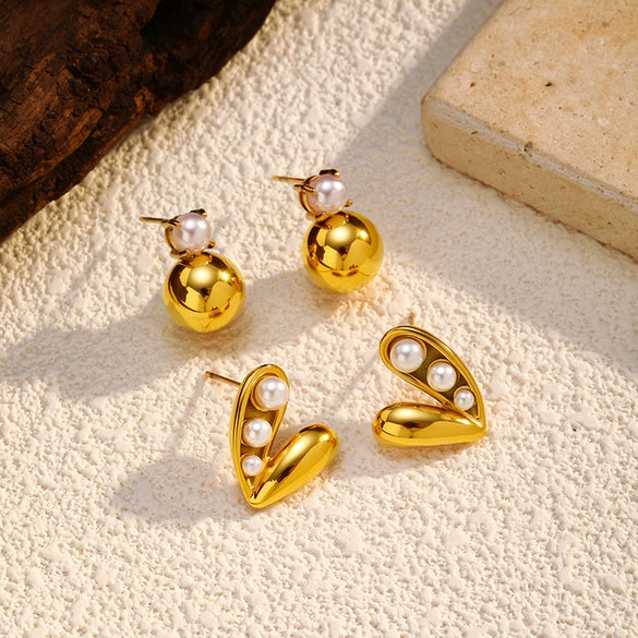 Wholesale Light Luxury Geometric 18K Gold Plated Stainless Steel Earrings For Women