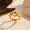 Wholesale Light Luxury Geometric Knotted Open Ring For Women Stainless Steel Vacuum Real Gold Plated