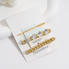 Wholesale Light Luxury Geometric Metal Artificial Crystal Duckbill Clip Hair Accessories Set With Electroplating