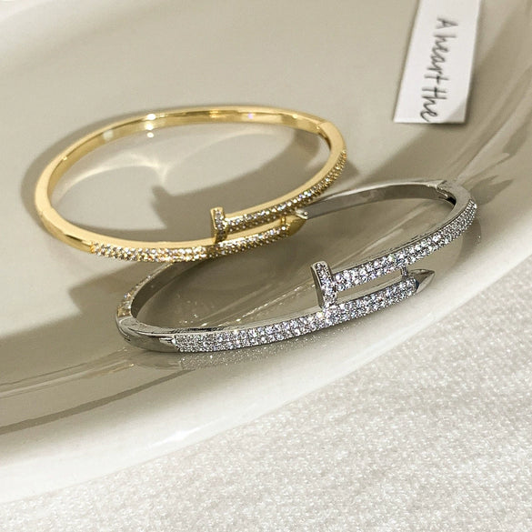 Wholesale Light Luxury Geometric Microinlaid Brass Buckle Bracelet Hand Accessory