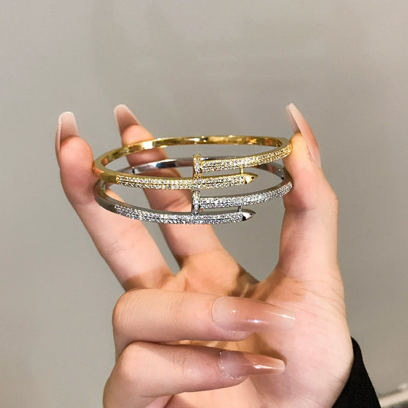 Wholesale Light Luxury Geometric Microinlaid Brass Buckle Bracelet Hand Accessory
