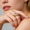 Wholesale Light Luxury Geometric Multizirconia 18K Goldplated Stainless Steel Rings For Women