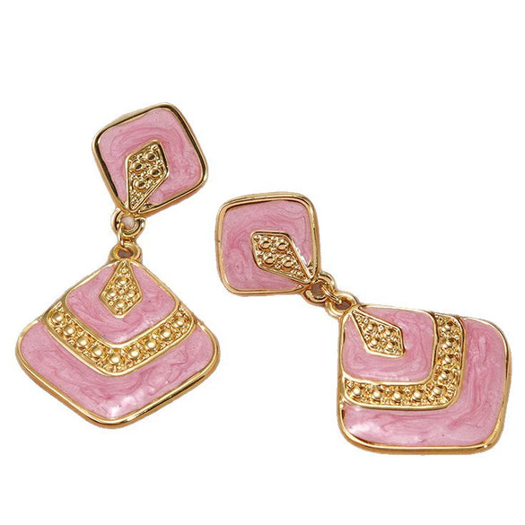 Wholesale Light Luxury Geometric Oil Dripping Stainless Steel Earrings For Women