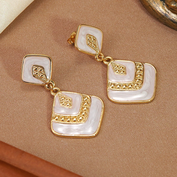 Wholesale Light Luxury Geometric Oil Dripping Stainless Steel Earrings For Women