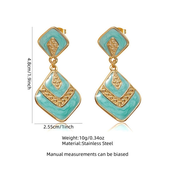 Wholesale Light Luxury Geometric Oil Dripping Stainless Steel Earrings For Women