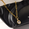 Wholesale Light Luxury Geometric Oval Zircon Pendant Clavicle Chain 18K Gold Plated Stainless Steel Necklace For Women