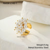 Wholesale Light Luxury Geometric Pearl Flower Stainless Steel Electroplated Women's Ring Accessories