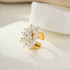 Wholesale Light Luxury Geometric Pearl Flower Stainless Steel Electroplated Women's Ring Accessories