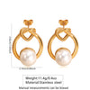 Wholesale Light Luxury Geometric Pearl Stainless Steel Electroplated Earrings For Women