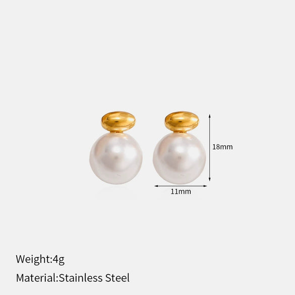Wholesale Light Luxury Geometric Pearl Women's Earrings With Vacuum Real Gold Plating