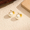 Wholesale Light Luxury Geometric Pearl Women's Earrings With Vacuum Real Gold Plating