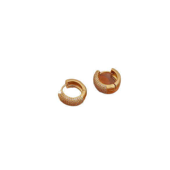 Wholesale Light Luxury Geometric Real Gold Plated Environmentally Friendly Copper Micropaved Zircon Women's Earrings