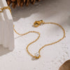 Wholesale Light Luxury Geometric Real Gold Plated Inlaid Pearl Stainless Steel Bracelet For Women