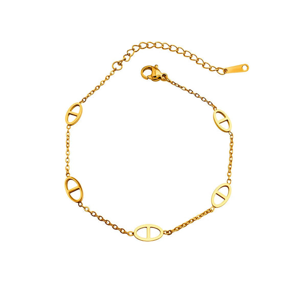 Wholesale Light Luxury Geometric Real Gold Plated Titanium Steel Necklace And Bracelet For Women With Letters Numbers Text Patterns