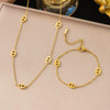 Wholesale Light Luxury Geometric Real Gold Plated Titanium Steel Necklace And Bracelet For Women With Letters Numbers Text Patterns