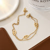 Wholesale Light Luxury Geometric Real Gold Plated Titanium Steel Necklace And Bracelet For Women With Letters Numbers Text Patterns