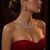 Wholesale Light Luxury Geometric Rhinestone And Copper Electroplated Necklace And Earrings Set For Women