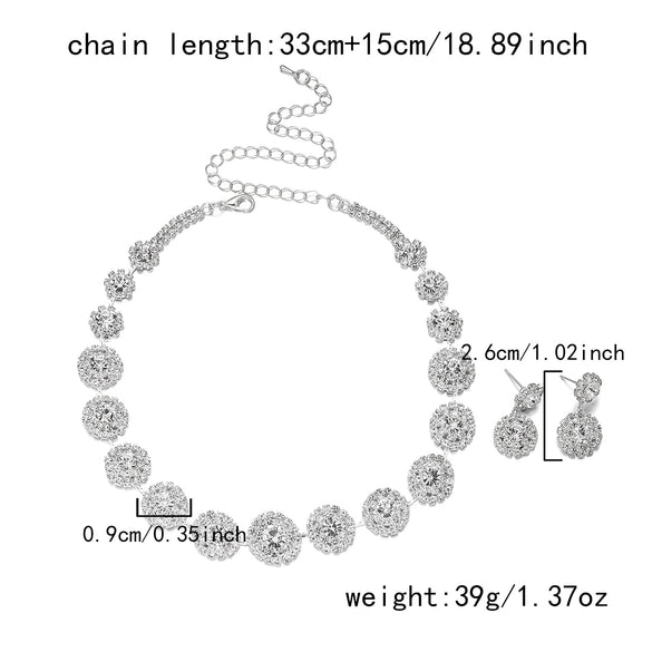Wholesale Light Luxury Geometric Rhinestone And Copper Electroplated Necklace And Earrings Set For Women