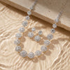 Wholesale Light Luxury Geometric Rhinestone And Copper Electroplated Necklace And Earrings Set For Women