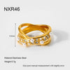 Wholesale Light Luxury Geometric Rhinestone Imitation Pearl 18K Goldplated Stainless Steel Ring For Women