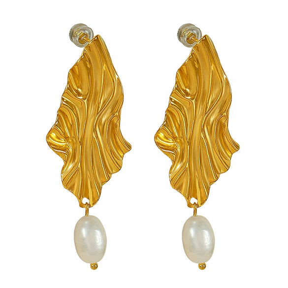 Wholesale Light Luxury Geometric Rhombus Freshwater Pearl Earrings For Women With Electroplating