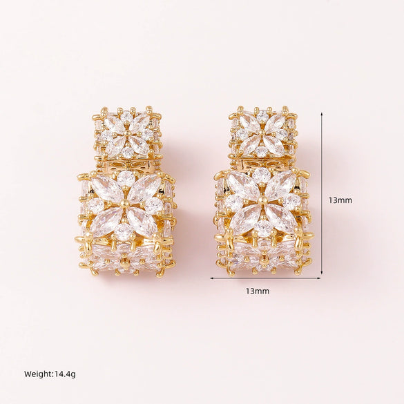 Wholesale Light Luxury Geometric Rhombus Inlaid Zircon Copper S925 Silver Needle Earrings