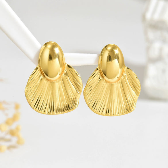 Wholesale Light Luxury Geometric Rhombus Stamped Stainless Steel Fishtail Earrings For Women