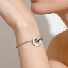 Wholesale Light Luxury Geometric Roman Numeral Stainless Steel Electroplated Double Ring Bracelet For Women