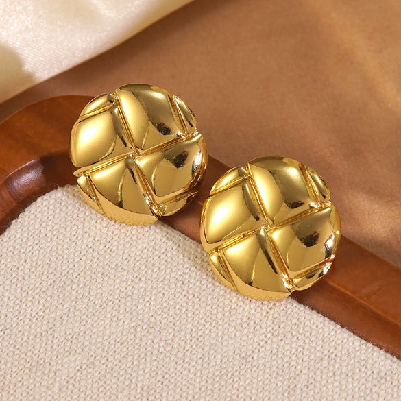 Wholesale Light Luxury Geometric Round Stainless Steel Electroplated Earrings For Women