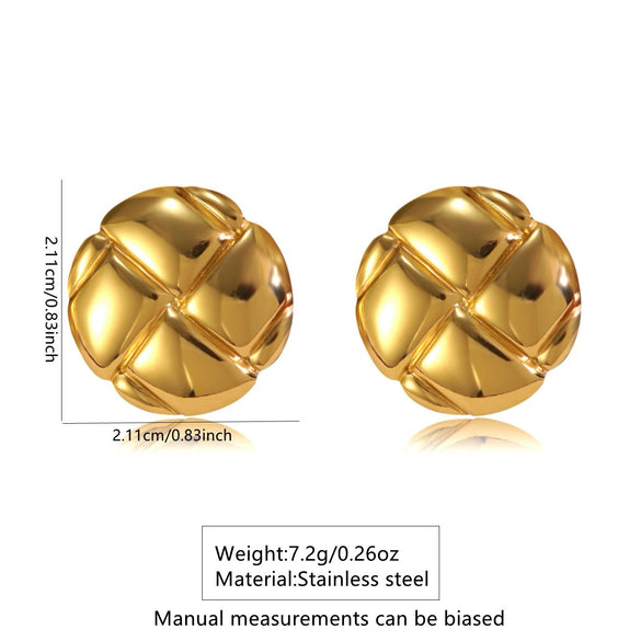 Wholesale Light Luxury Geometric Round Stainless Steel Electroplated Earrings For Women