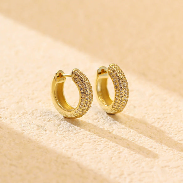 Wholesale Light Luxury Geometric S925 Silver Micro Inlaid Zircon Earrings With Diamond Design