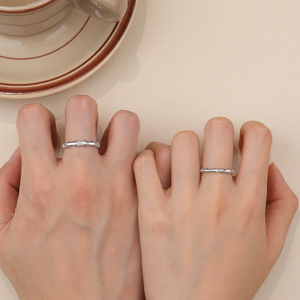 Wholesale Light Luxury Geometric S925 Sterling Silver Electroplated Adjustable Opening Couple Ring For Men And Women Trendy Jewelry