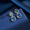 Wholesale Light Luxury Geometric S925 Sterling Silver Electroplated Earrings With Zirconium Emerald Sapphire