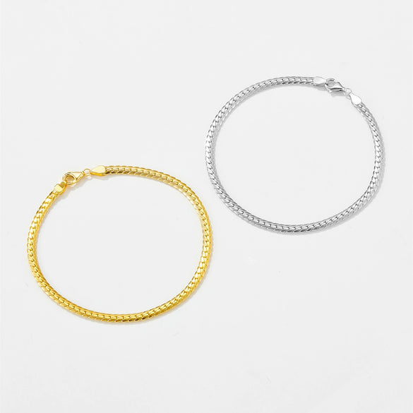 Wholesale Light Luxury Geometric S925 Sterling Silver Electroplated Platinum And 18K Gold Bracelet For Women