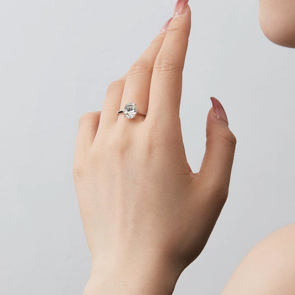 Wholesale Light Luxury Geometric S925 Sterling Silver Ring With Zircon Inlaid And Electroplating Treatment For Women