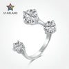 Wholesale Light Luxury Geometric S925 Sterling Silver Women's Zircon Inlay Open Ring With Electroplating