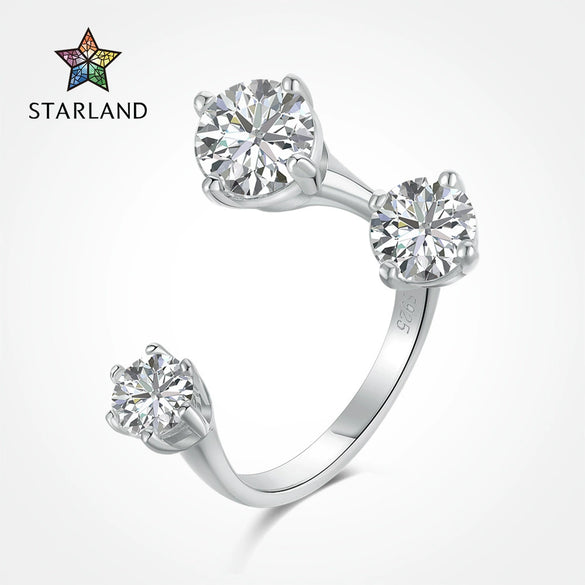 Wholesale Light Luxury Geometric S925 Sterling Silver Women's Zircon Inlay Open Ring With Electroplating