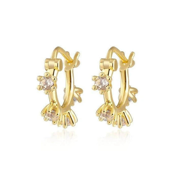 Wholesale Light Luxury Geometric Silver Needle Copper Earrings With Round Zircon Electroplating For Women