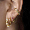 Wholesale Light Luxury Geometric Silver Needle Copper Earrings With Round Zircon Electroplating For Women