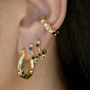 Wholesale Light Luxury Geometric Silver Needle Copper Earrings With Round Zircon Electroplating For Women