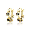 Wholesale Light Luxury Geometric Silver Needle Copper Earrings With Round Zircon Electroplating For Women