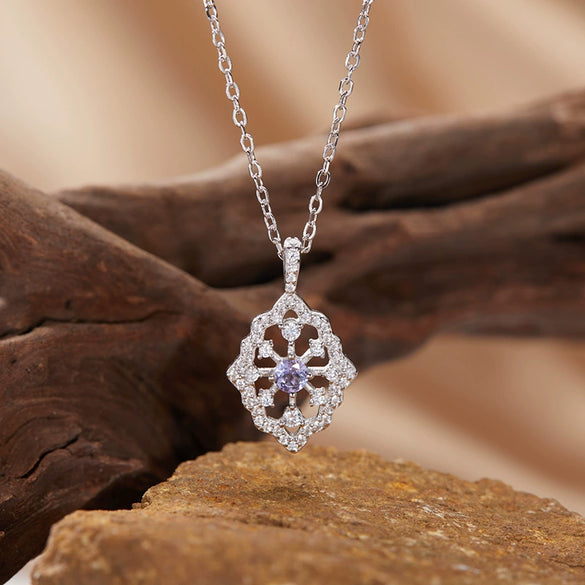 Wholesale Light Luxury Geometric Silver Pendant Necklace With Natural Gemstones