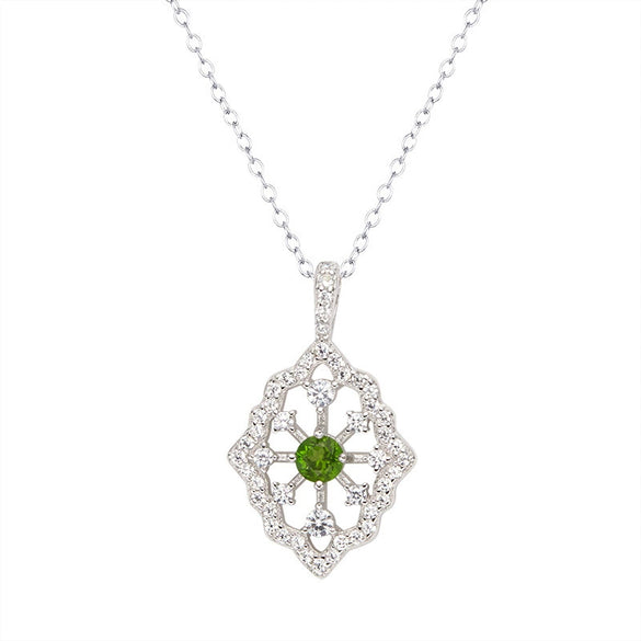 Wholesale Light Luxury Geometric Silver Pendant Necklace With Natural Gemstones