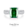 Wholesale Light Luxury Geometric Silver Ring With S925 Sterling Silver And Cultivation Emerald Gemstone And High Carbon Diamond