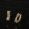 Wholesale Light Luxury Geometric Silver S925 Diamond Double Row Cross Earrings Plated With 18K Gold For Women
