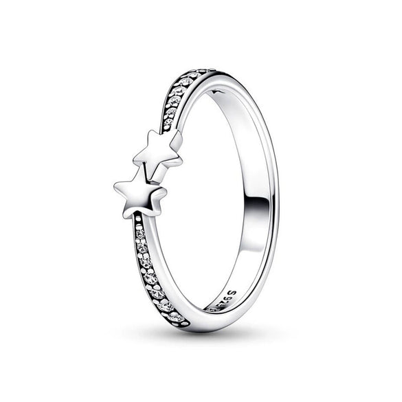 Wholesale Light Luxury Geometric 925 Silver Seiko Drop Crown Zircon Five Pointed Star Ring For Women And Unisex