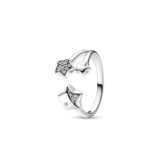 Wholesale Light Luxury Geometric 925 Silver Seiko Drop Crown Zircon Five Pointed Star Ring For Women And Unisex