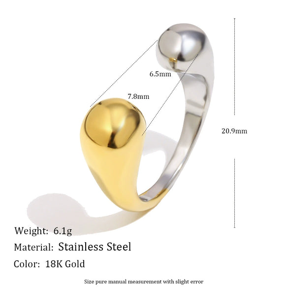 Wholesale Light Luxury Geometric Simple Double Ended Stainless Steel Electroplated Ring For Women Hand Jewelry