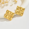 Wholesale Light Luxury Geometric Square Texture Stainless Steel Stamped Earrings For Women