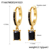 Wholesale Light Luxury Geometric Square Zircon Earrings Stainless Steel 18K Gold Plated
